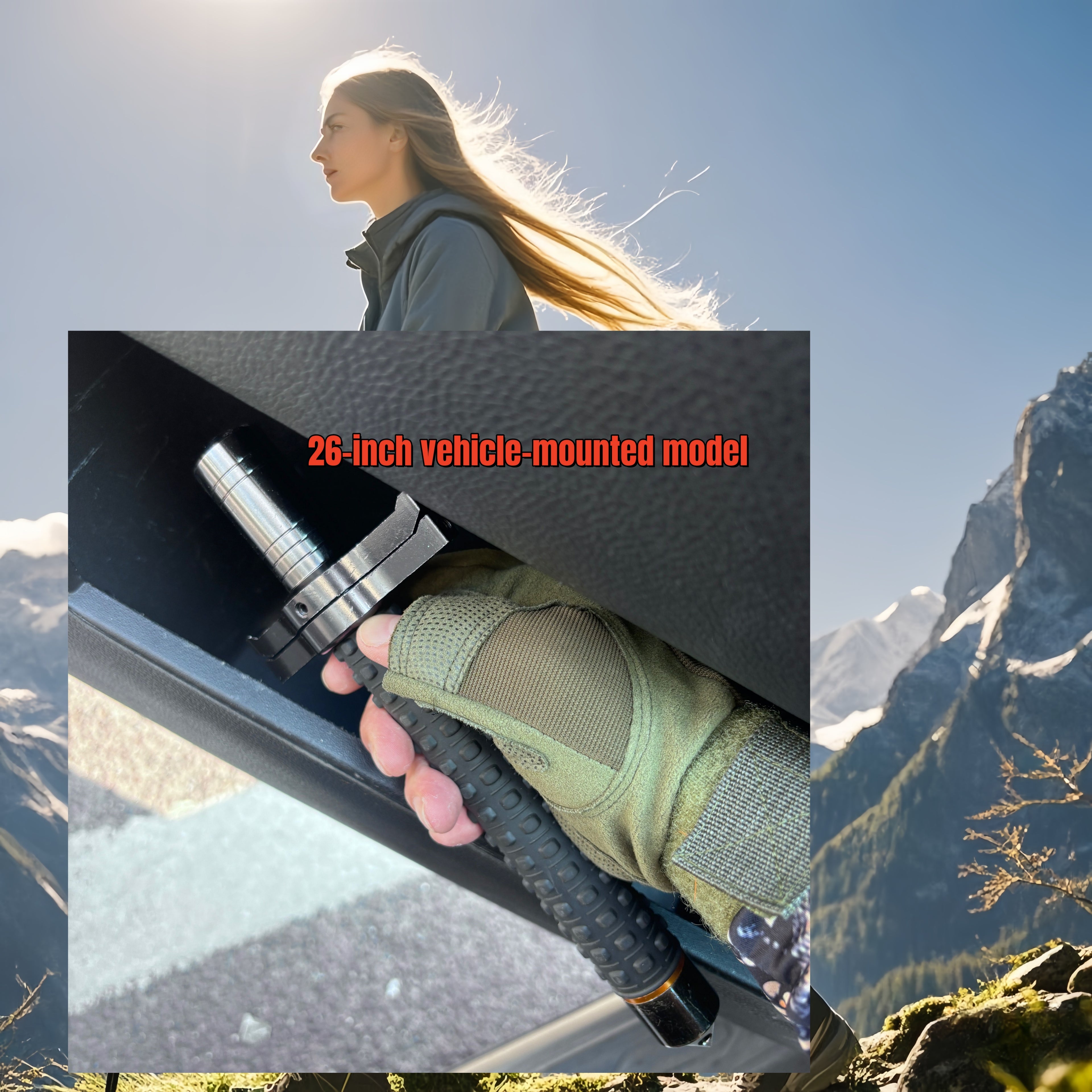 Car-Mounted Multi-Functional Outdoor Emergency Hiking Pole – Sturdy & Durable, Telescopic Window-Breaking 3-Section Bat