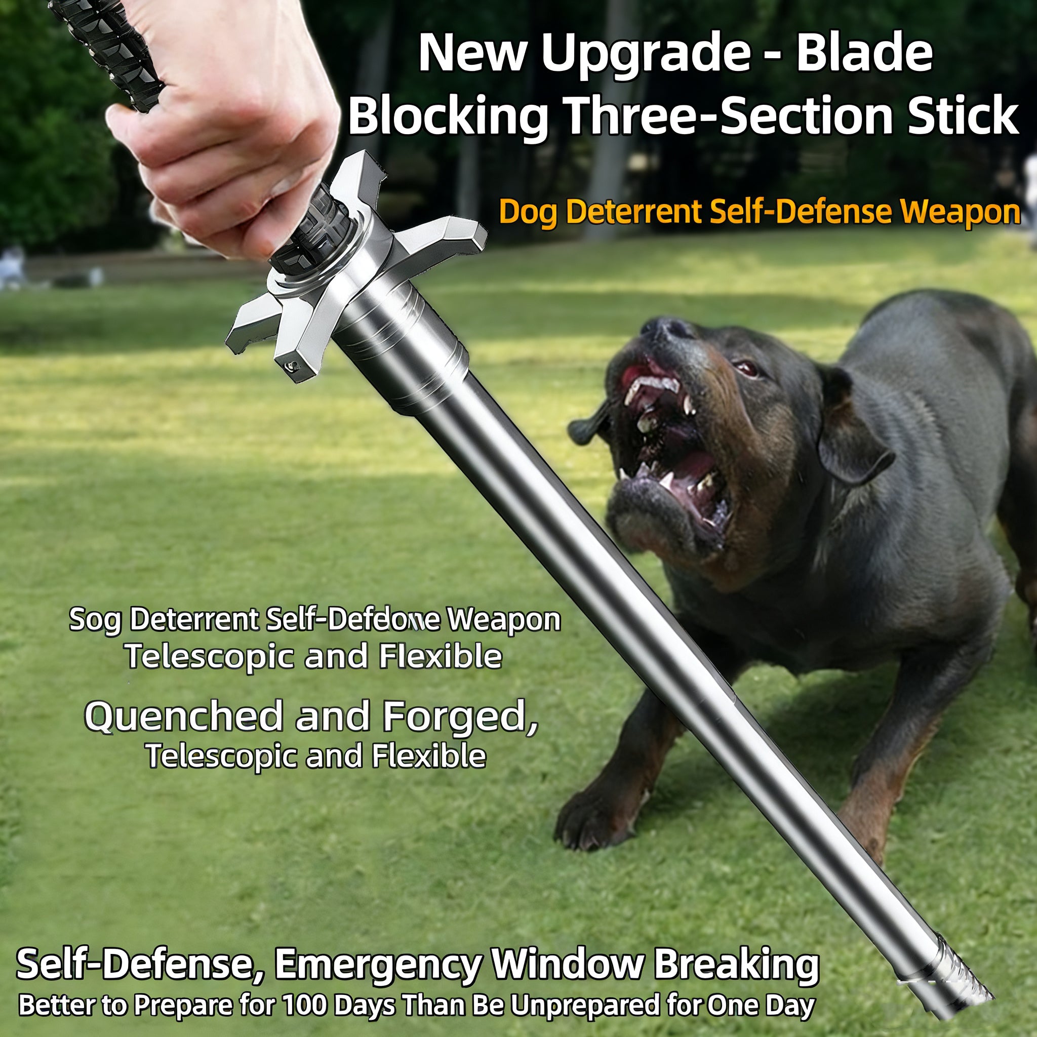 Car-Mounted Multi-Functional Outdoor Emergency Hiking Pole – Sturdy & Durable, Telescopic Window-Breaking 3-Section Bat